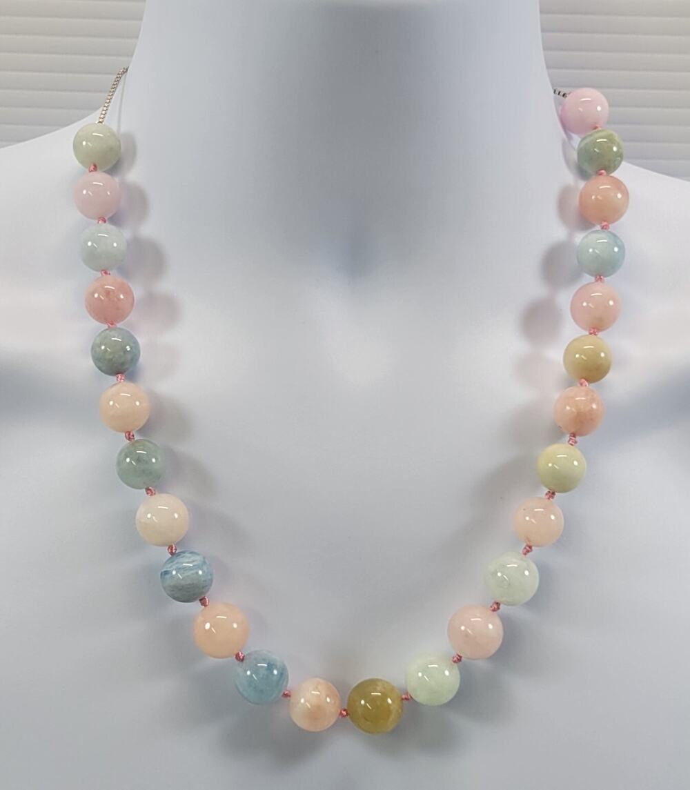 *L38) Woman Multicolor Heavy Polished Marble Costume Jewelry Chain Necklace